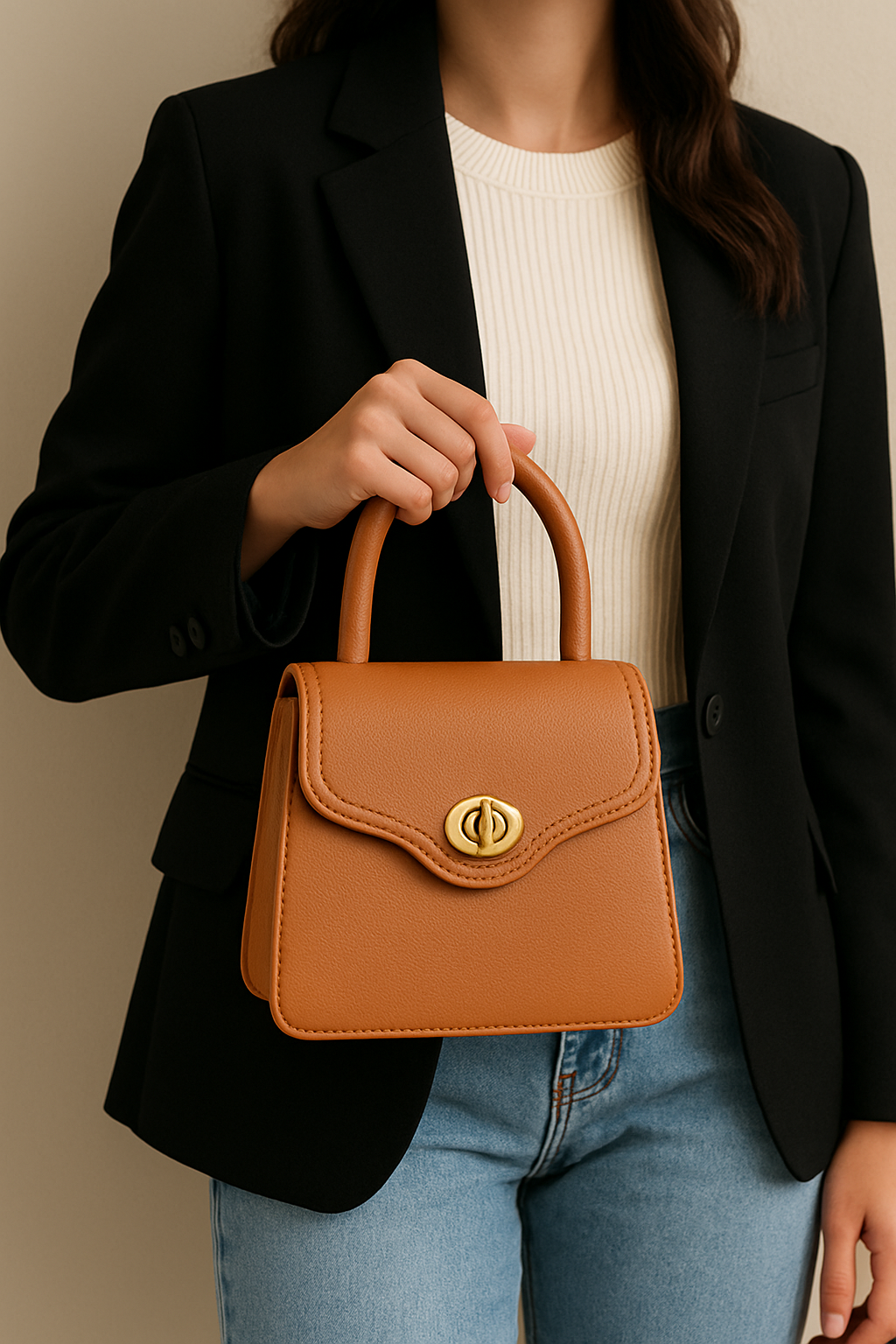 Raaz Bag — Taupe Leather Classic Tote